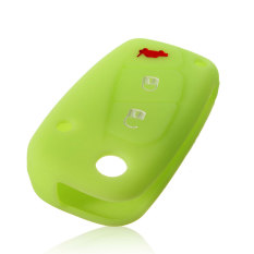 3 Buttons Luminous Silicone Car Key Case Cover for FIAT Panda Stilo Punto Doblo Grande Bravo 500 Ducato Minibus 3 Keychain (Green) (Intl)