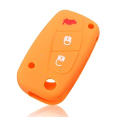3 buttons Luminous Silicone car key case cover for FIAT Panda Stilo Punto Doblo Grande Bravo 500 Ducato Minibus 3 keychain Orange (Intl)