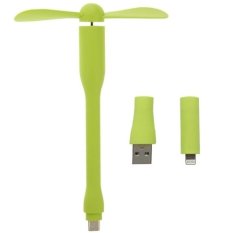 3 in 1 3.5 inch Flexible Micro USB + USB 2.0 + 8 Pin Powered 2-Blade Fan for Phone and Computers(Green) - INTL