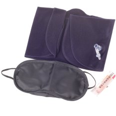 3 IN 1 Travel Suit Air Cushion Portable Pillow and Eye Mask Cover and Earplugs (Black with Blue)- Intl