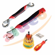 AIUEO Snap n Grip - Kunci Inggris Serbaguna Bundling Precision Screwdriver Professional Repair Tool Kit ME-6036C - Obeng Serbaguna Magnetik 31 in 1