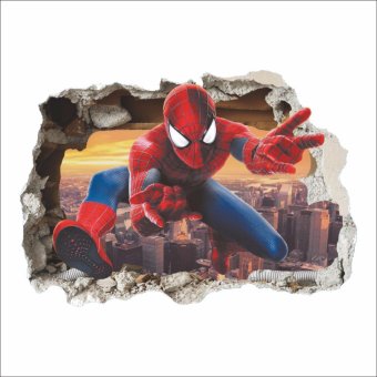 3D Super Hero Spider-man Mural Vinyl Wall Decal Sticker Kids Nursery Room Decor - intl