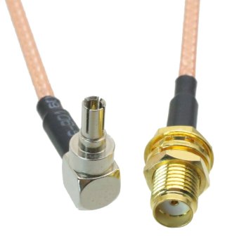 Fliegend cable CRC9 male plug right angle to SMA female jack bulkhead RG316 8\" pigtail