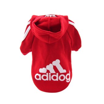 ELENXS kucing anjing hewan peliharaan hangat biaya pakaian anak pakaian olahraga berkerudung kain mantel musim dingin kolam merah dan L