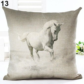 Broadfashion 18 inch Watercolor Horse Sofa Cushion Cover Fashion Pillow Case Home Car Decor 13. White Horse - intl