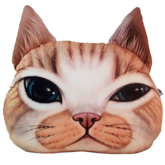 Yazilind Animal 3D Printing Personalized Cat Meow Star Yellow Pillow Cushions 38x48cm - Intl