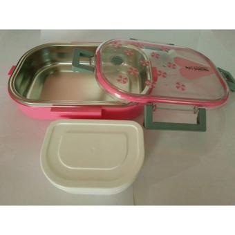 HLJ Rantang/Kotak Makan/Lunch BoxStainless Steel Persegi 710ML-Pink