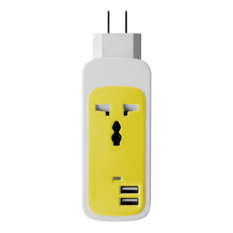 ELENXS 2 Usb Ports Strip Wall Ac Charger Socket Switch Universal Portable Travel Durable Practical Yellow