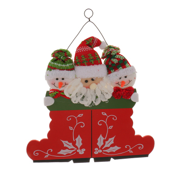 MagiDeal Wooden Fabric Santa Snowman Boot Christmas Hanger Decoration Ornaments Craft - intl
