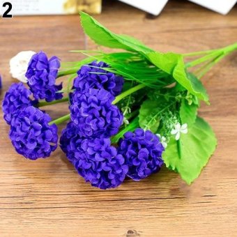 Broadfashion 1 Bunch 9 Head Artificial Hydrangea Silk Flower Bouquet Wedding Party Decor (Dark Purple) - intl