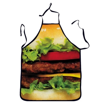 Jiayiqi Unisex Delicious Beaf Hamburger Print Apron - intl