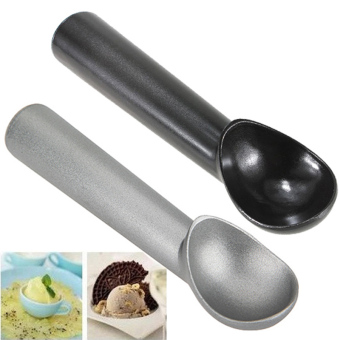 Ice Cream Scoop Silver Gray Black Kitchen Deluxe Metal Non-Stick Anti-Freeze Ice Cream Scoops Spoon 18cm long - Intl