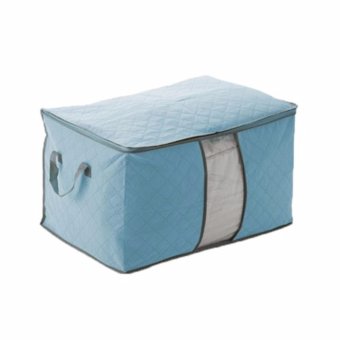 KAT Foldable Box Storage Bag Organizer Keranjang Pakaian Selimut - 60 x 42 x 36 cm - Biru