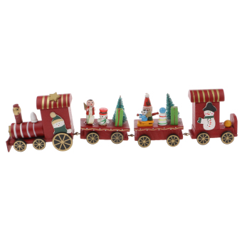 MagiDeal Christmas Wood Train Decoration Set Xmas Tree Snowman Angel Gift Funny Toy - intl