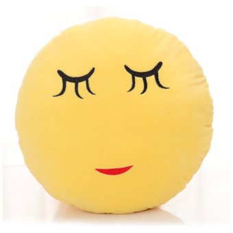 360WISH Cute Cartoon Creative QQ Expression Emoji Emoticon Yellow Round Face Cushion Pillow Throw Pillow Stuffed Plush Soft Toy - Shy