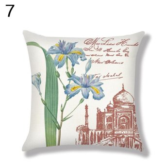Broadfashion Vintage Flower Building Pattern Pillow Case Home Decor Sofa Throw Pillow Cover (#7) - intl