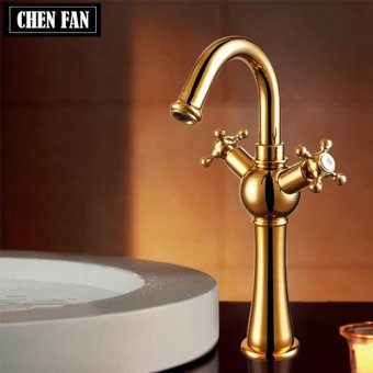 copper-colored hot and cold rotation basin-tap raised pin surface face wash basin mixer Tsing bronze gold, Gold - intl