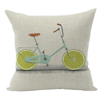 Nunubee Bicycle Cotton Linen Home Square Pillow Decor Throw Pillow Case Sofa Cushion Cover Green Wheels - Intl - Intl