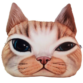 Yazilind Animal 3D Printing Personalized Cat Meow Star Yellow Pillow Cushions 35x36cm - Intl