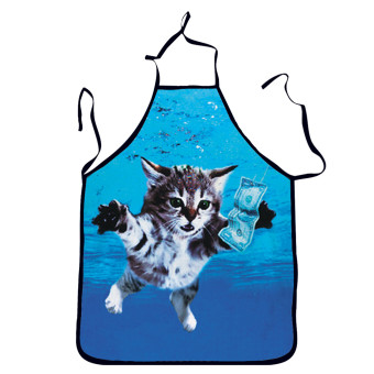 Jiayiqi Lively Swimming Cat Pattern Aprons Creative Design Hotel Kitchen Apron - Intl