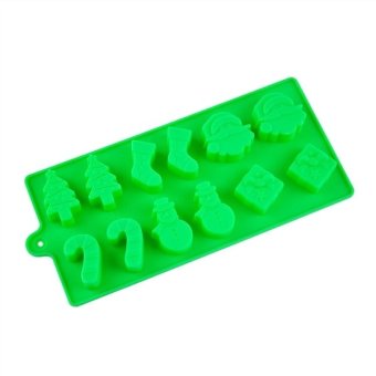 Christmas Style Silicone Baking Cake Chocolate Soap Ice Cube Tray Mold (Green)