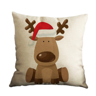 Yazilind Christmas cow printing pattern decorative pillowcase room sofa home 45*45CM/17.55*17.55 inch