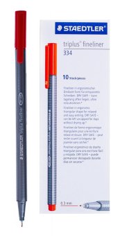 Staedtler Triplus Fineliner Pens, 0.3mm, Red, Pack of 10 (334-2) - intl