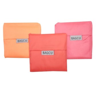 Moreno Tas Belanja Lipat Plastik Belanja Lipat 3 Pcs - Foldable Shopping Bag - Merah Orange Pink
