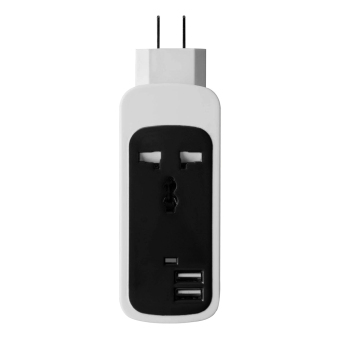 ELENXS 2 Usb Ports Strip Wall Ac Charger Socket Switch Universal Portable Travel Durable Practical Black