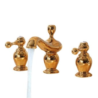 Gold-three-hole split Cu all basin faucet inch 3-piece set - intl