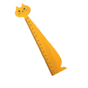 Homegarden Cat Face Wood Ruler Yellow