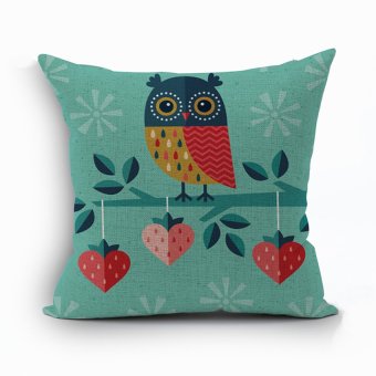 Yazilind owl Strawberry pattern decorative pillowcase room sofa home 45*45CM/17.55*17.55 inch
