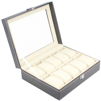 PU Leather 10 Slots Wrist Watch Display Case Box Storage Holder Organizer Container