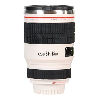 Caniam Camera Lens Coffee Cup, Travel Mug - Camera Eos 28-135Mm Model Stainless 400Ml Thermos (White)