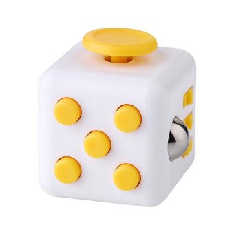 ooplm Fidget Cube Relieves Stress And Anxiety for Children and Adults Anxiety Attention Toy (White and Yellow) - intl