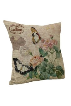 Yazilind Retro bird flower pattern decorative pillowcase room sofa home 45*45CM/17.55*17.55 inch