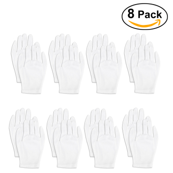 Foxnovo Lightweight Nylon Protective Glove Film Handling Glove Working Glove - 8 pairs/set (White)