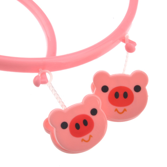 Cube Cartoon Little Pig Style 8 Clips Round Plastic Drying Rack Clothes Socks Hanger (Pink)