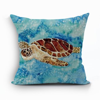 Yazilind tortoise pattern decorative blue pillowcase room sofa home 45*45CM/17.55*17.55 inch