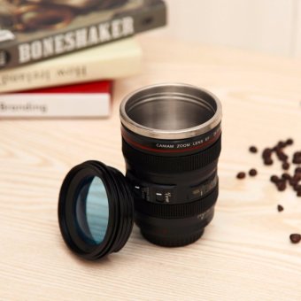 Camera Lens Shape Cup Coffee Tea Travel Mug Stainless Steel Vacuum Flasks 400ml(black) - intl
