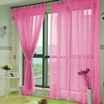 1 m x 2 m Warna Murni Kain Pual Kain Tule Kelambu Jendela Pintu Tirai Pembatas Balkon Kamar Dekorasi Berwarna Merah Muda