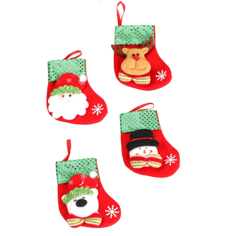 Christmas Gift Bag Decoration Snowman Santa Deer Bear Sock Stocking Ornament - intl