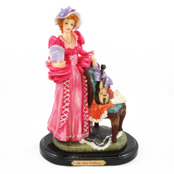 OHOME Pajangan 3D Vintage Keramik Poly Stone Lady in Pink & Violin Hadiah Kado Decor - EV-SP-2027