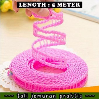 Fthree Tali Jemuran 5 meter Serbaguna - Hanger - Gantungan Baju Pink