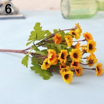 Broadfashion Artificial Chrysanthemum Cloth Daisy Home Pastoralism Decor 24 Flowers on 1 Piece (Orange) - intl