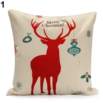 Broadfashion Christmas Linen Cushion Cover Throw Pillow Case Pillowcase Home Festival Decor #20 Red Deer - intl