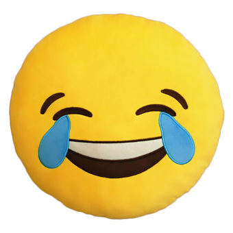 360WISH Cute Cartoon Creative QQ Expression Emoji Laugh to Tears Round Face Cushion Pillow Throw Pillow Stuffed Plush Soft Toy (EXPORT)