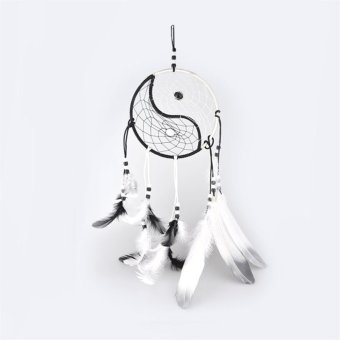 Handmade Yin Yang Tai Chi Dream Catcher Feather Craft Wall Hanging Ornament - intl