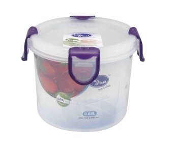 Clip Fresh Plastic Round Food Storage 0.68L - Transparan/Lid Violet