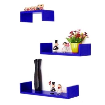 Floating Shelves - 3Pcs Rak Dinding Minimalis Model U Elegan 40cm 30cm 20cm